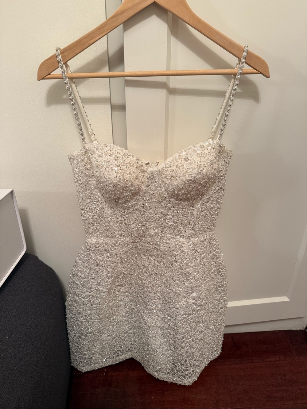 NADINE MERABI White Strapless Sequin Mini Dress - Picture 7 of 7